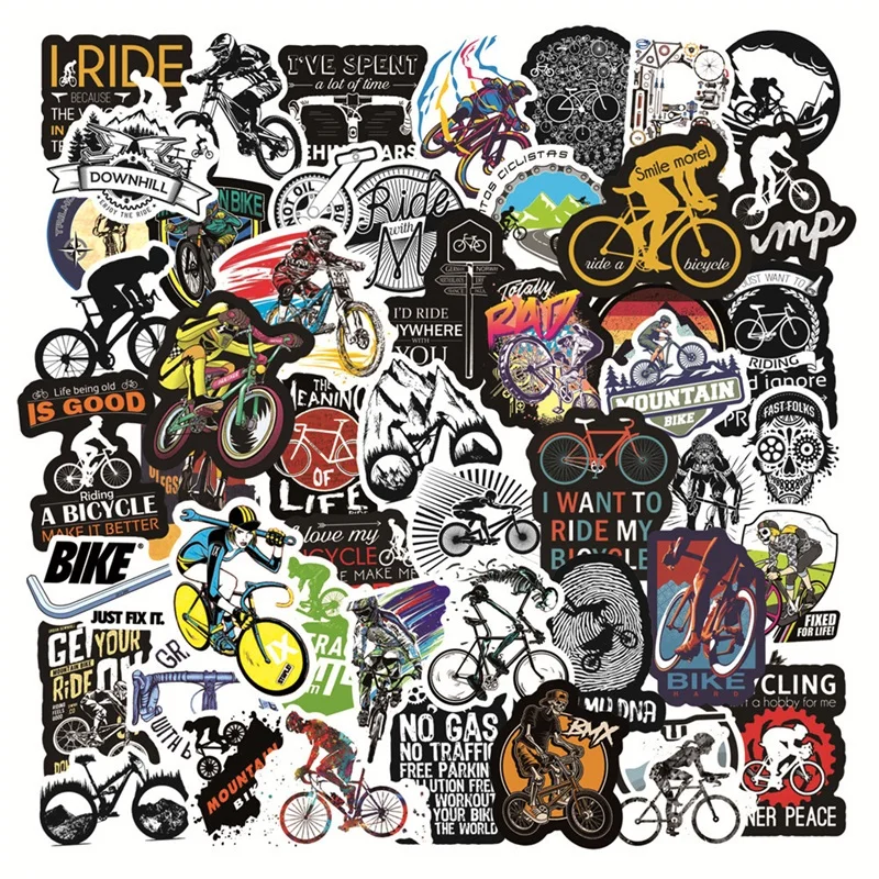 Mountain Biking Bag - 50PCS กันน้ําจักรยานเสือภูเขาสติกเกอร์ Cool MTB จักรยานสําหรับ DIY