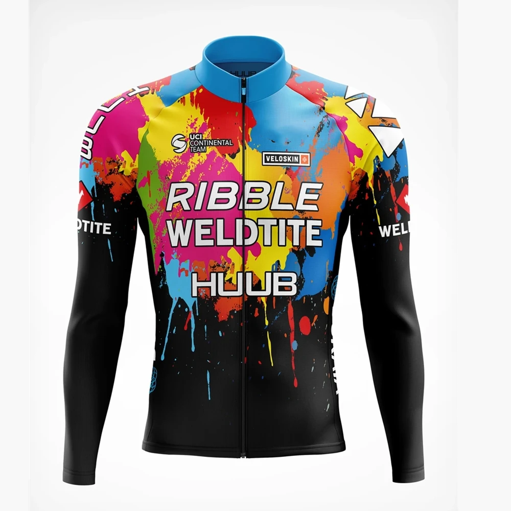 Mountain Biking Jacket - ชุดปั่นจักรยานฤดูหนาว Huub ผ้าฟลีซอุ่น เสื้อแจ็คเก็ตแขนยาวสำหรับปั่นจักรยานกลางแจ้ง ชุดกางเกงปั่นจักรยานแบบมีสายรัดเอว 9d