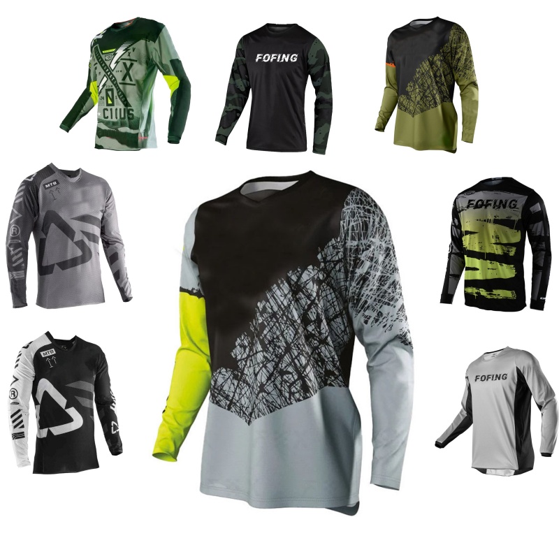 Mountain Biking Games - เสื้อเจอร์ซีย์มอเตอร์ครอสพิมพ์ลายสำหรับปั่นจักรยานเสือภูเขาดาวน์ฮิลล์ แขนยาว สำหรับกีฬาออฟโรด รถมอเตอร์ไซค์วิบาก ATV MX