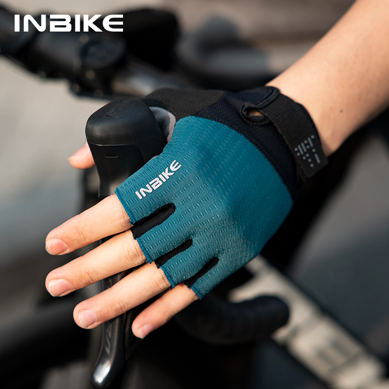 Mountain Biking Gloves Mens - ถุงมือปั่นจักรยาน INBIKE สำหรับฤดูร้อน แบบครึ่งนิ้ว ซับแรงกระแทก ถุงมือปั่นจักรยานเสือภูเขา