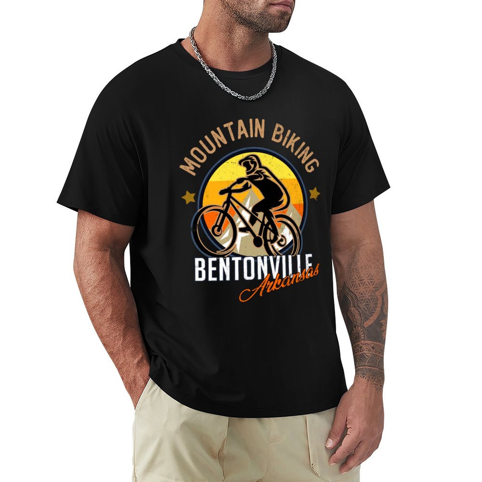 Mountain Biking Arkansas - เสื้อยืดปั่นจักรยานภูเขาเบนตันวิลล์ อาร์คันซอ ซึมซับเหงื่อ เสื้อกีฬา