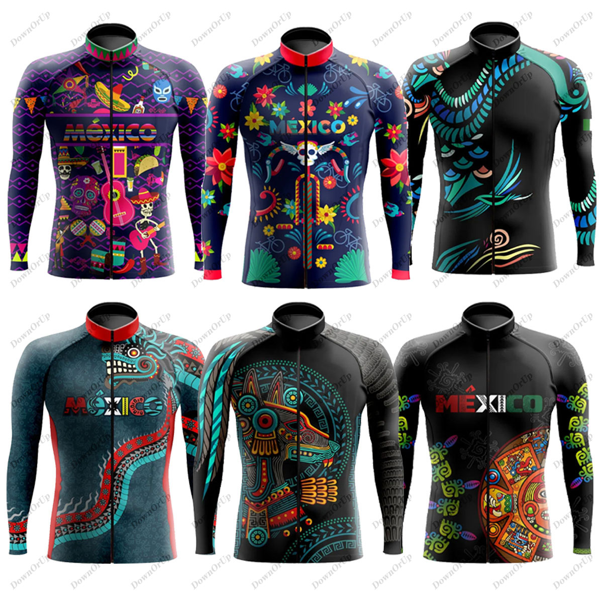 Mountain Biking New Mexico - เม็กซิโก Aztec ผู้ชายแขนยาวขี่จักรยาน Jersey Maillot Ciclismo