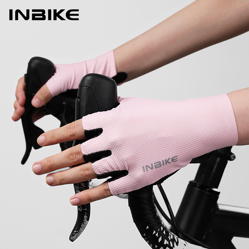 Mountain Biking Gloves Mens - INBIKE ถุงมือปั่นจักรยานเจลเบาะครึ่งนิ้วกันกระแทกระบายอากาศถุงมือ MTB สำหรับผู้ชายผู้หญิงจักรยานเสือหมอบอุปกรณ์เสริม