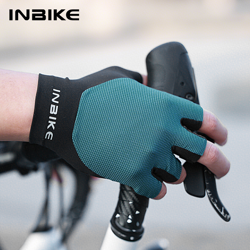 Mountain Biking Gloves Mens - INBIKE ถุงมือขี่จักรยานฤดูร้อน MTB จักรยานถุงมือสําหรับชายขี่จักรยานถุงมือเจลเบาะ Half Finger