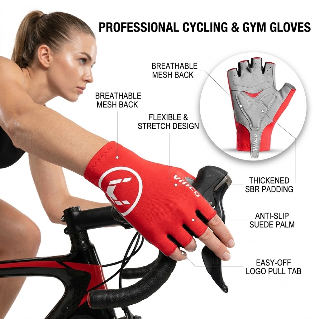 Mountain Biking Gloves Mens - ถุงมือปั่นจักรยานสำหรับผู้ชายและผู้หญิง ถุงมือกีฬาแบบครึ่งนิ้ว ระบายอากาศได้ดี เหมาะสำหรับฤดูร้อน ปั่นจักรยานเสือภูเขา กิจกรรมกลางแจ้ง