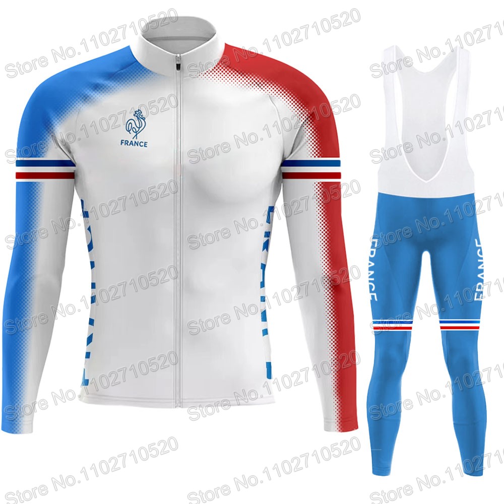 Mountain Biking Jacket - ทีมชาติฝรั่งเศส 2025 ชุดขี่จักรยานJerseyแขนยาวRetroขี่จักรยานภาษาฝรั่งเศสคําเสื้อผ้าRoad Raceจักรยานเสื้อชุดMTB Maillot